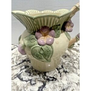 Demdaco Teapot - Easter Lilly and Leaves - Polka Dots 2001 - No Lid VTG